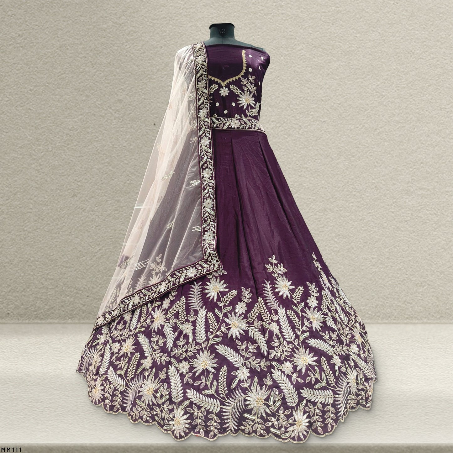 Purple lehenga with embroidery