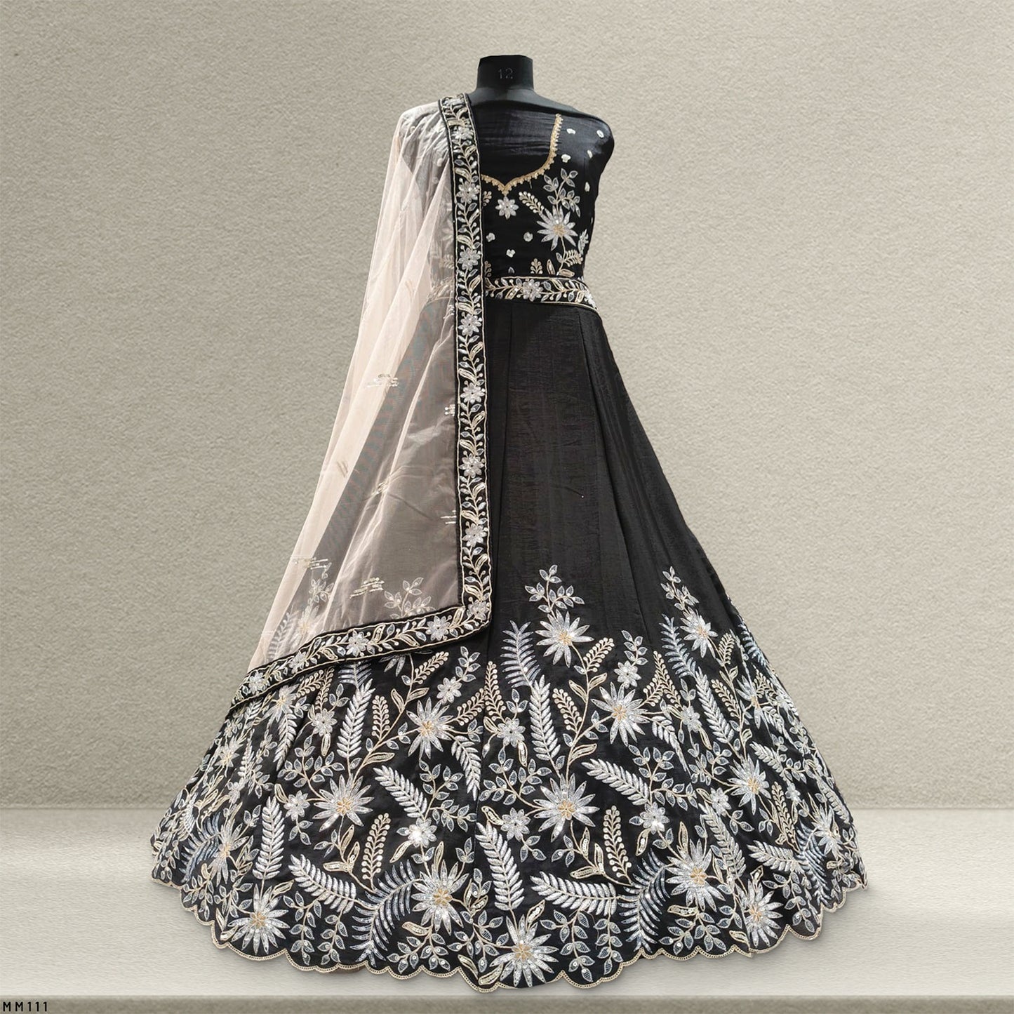 Black embroidered lehenga