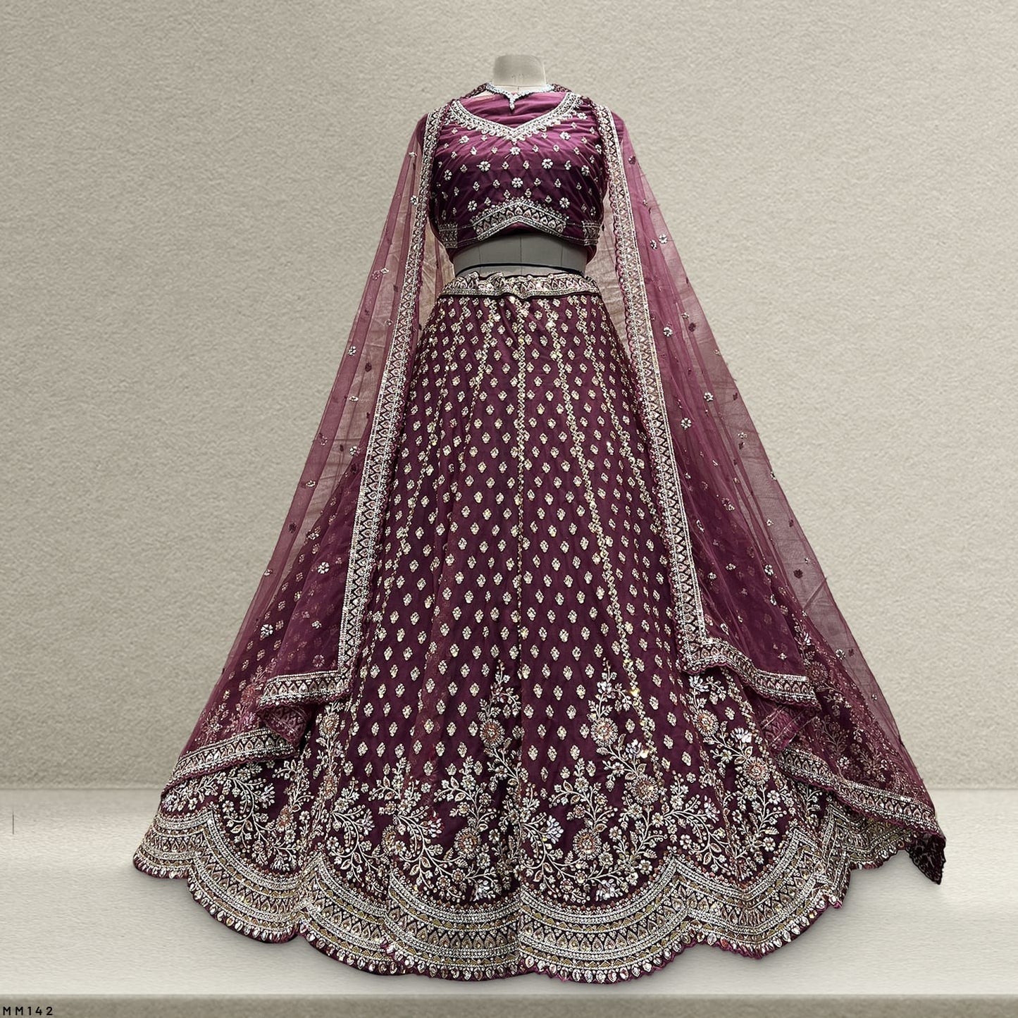 Maroon heavy embroidered lehenga