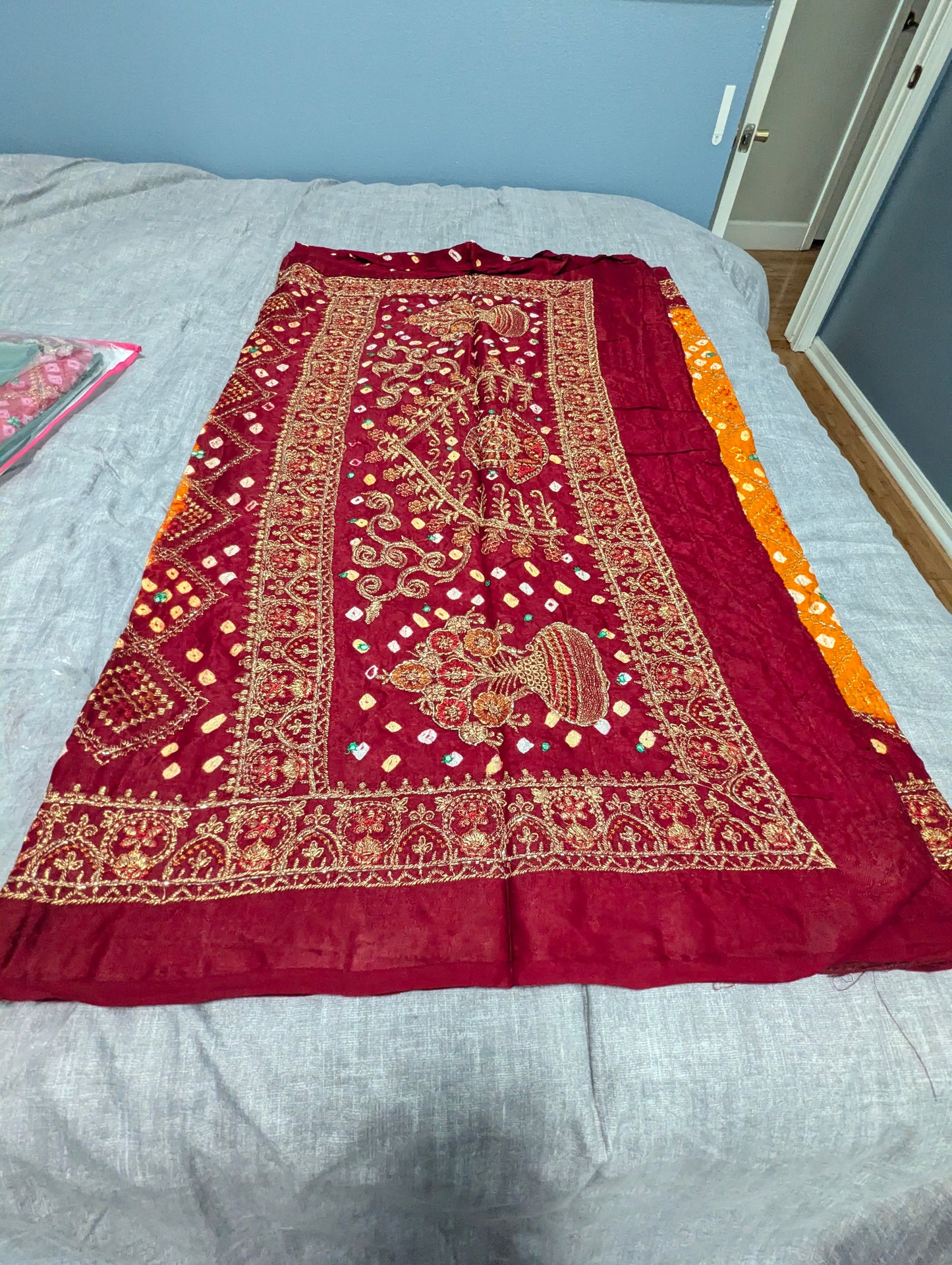 Hand tie-dyed bandhani saree