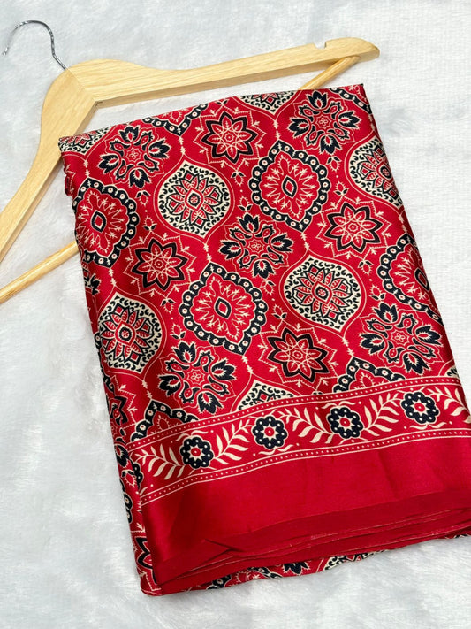 Ajrakh Saree - Red