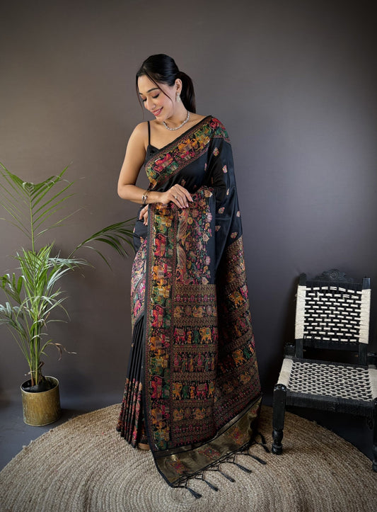 Pashmina Saree - Black 1