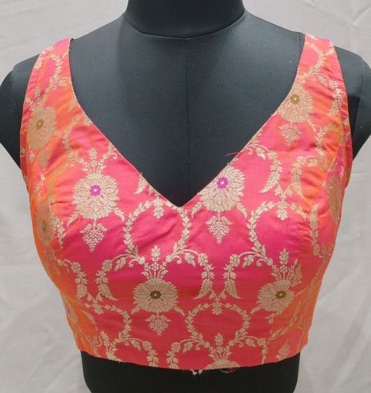 Silk brocade pink blouse