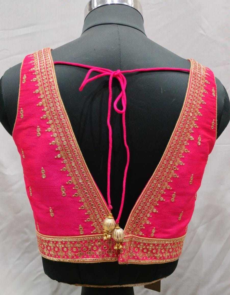 Pink deep V neck blouse