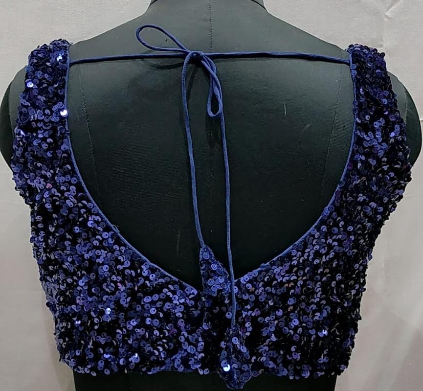 Velvet sequins blouse - blue