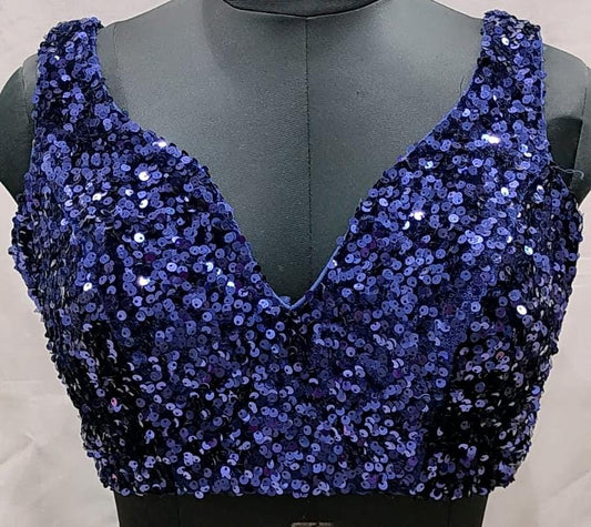 Velvet sequins blouse - blue