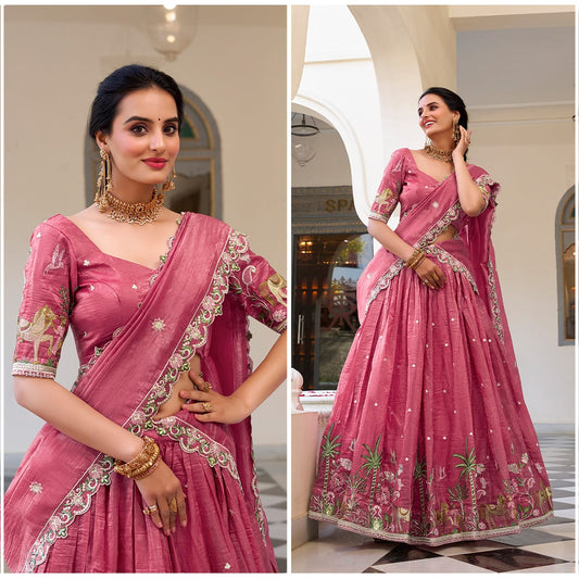 Pink embroidered lehenga