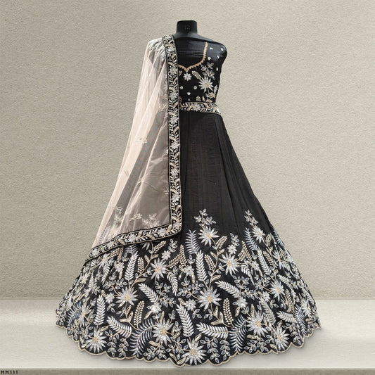 Black embroidered lehenga