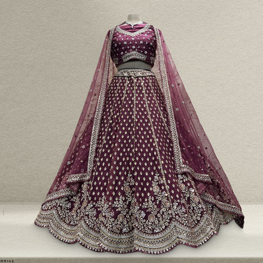 Maroon heavy embroidered lehenga