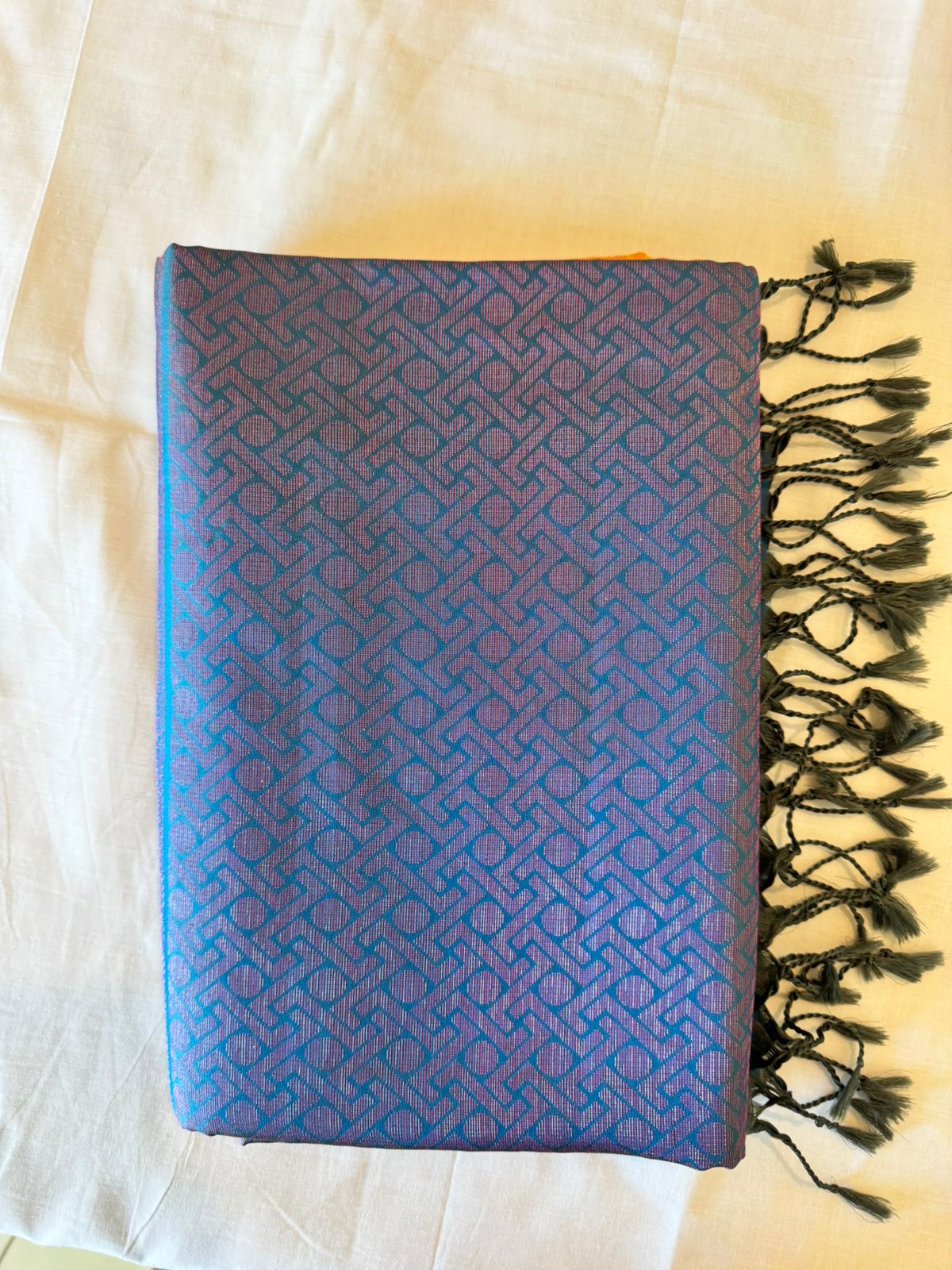 Blue orange soft silk saree