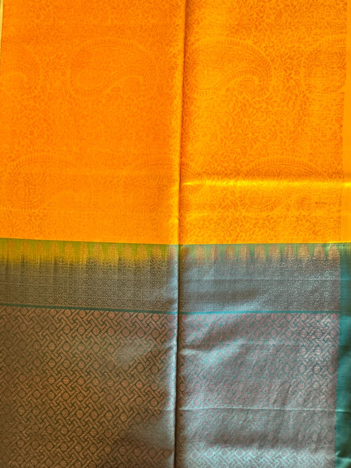 Blue orange soft silk saree