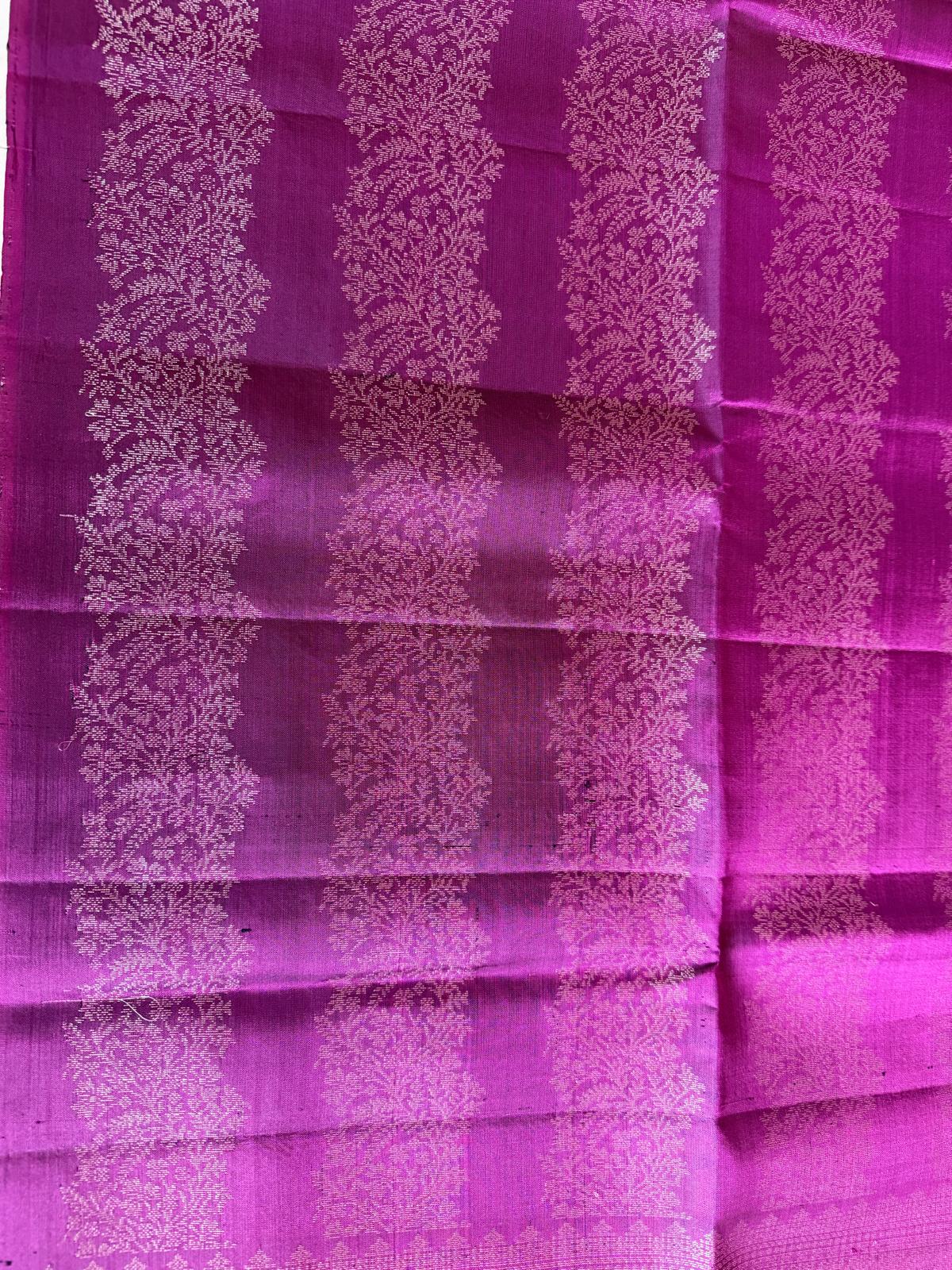 Plum red with sea green soft silk saree