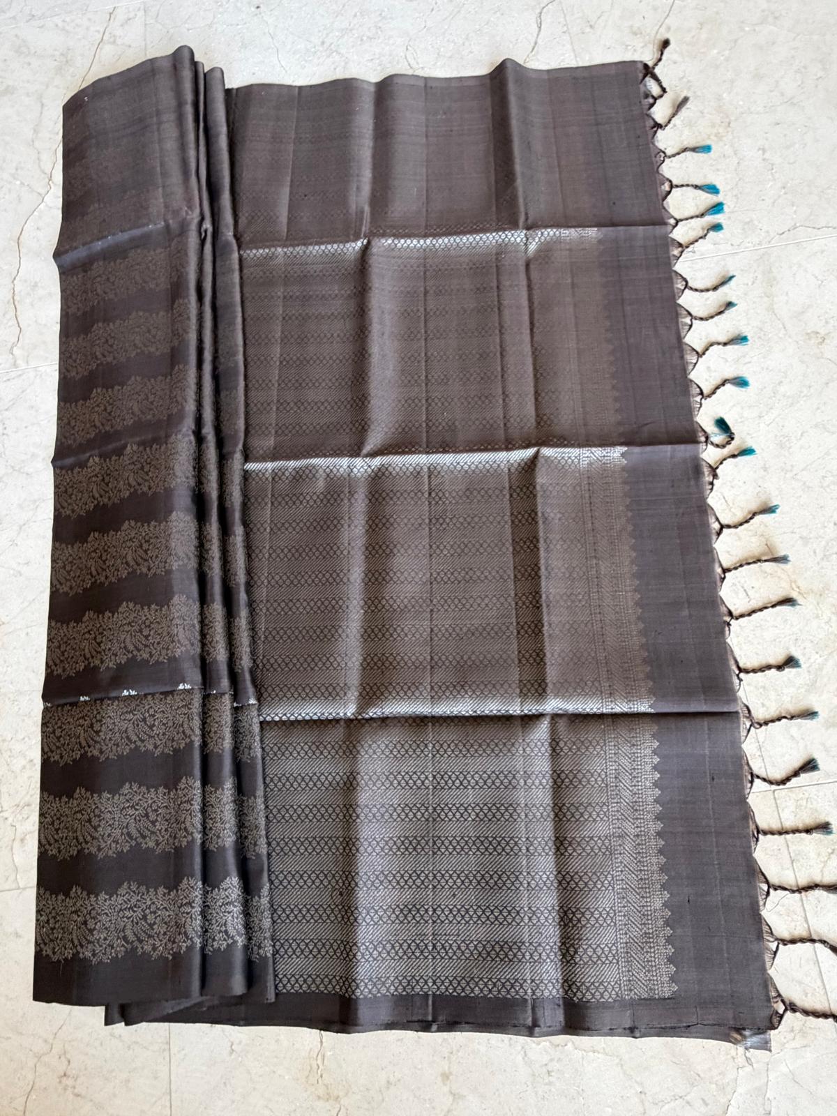 Elephant grey soft silk saree