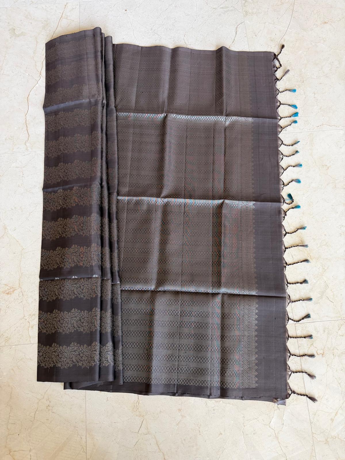 Elephant grey soft silk saree
