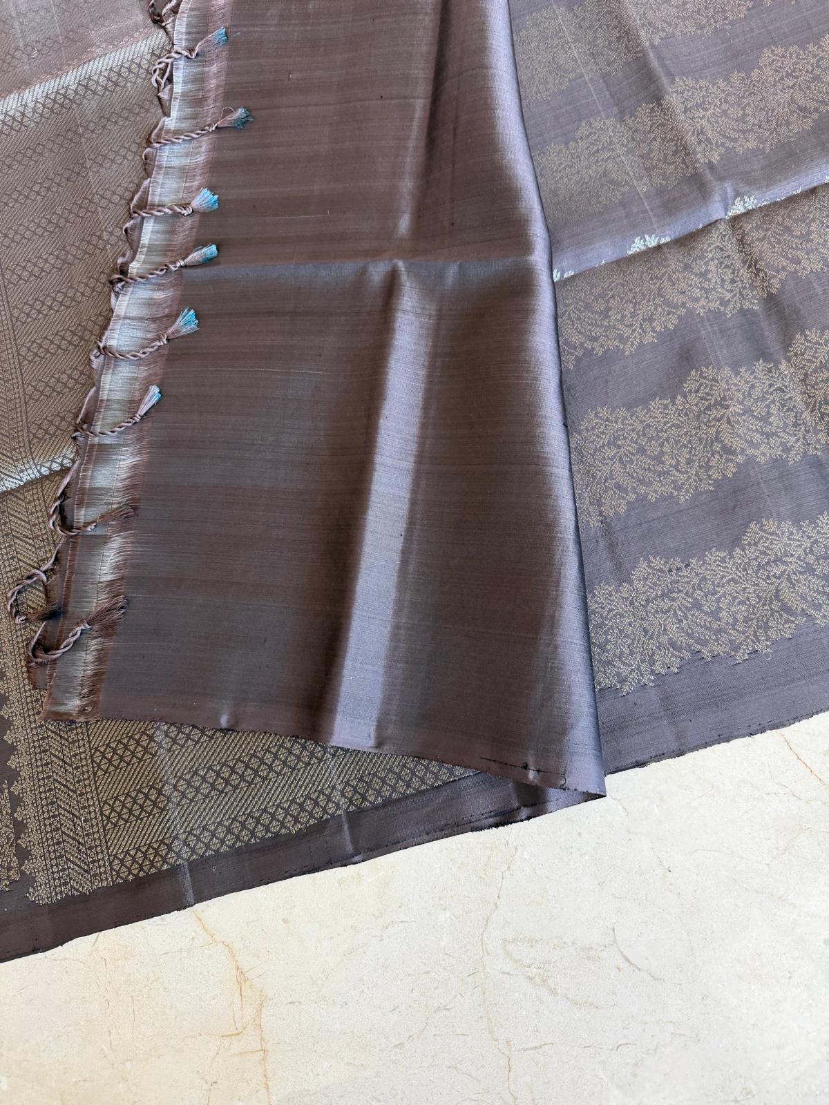 Elephant grey soft silk saree