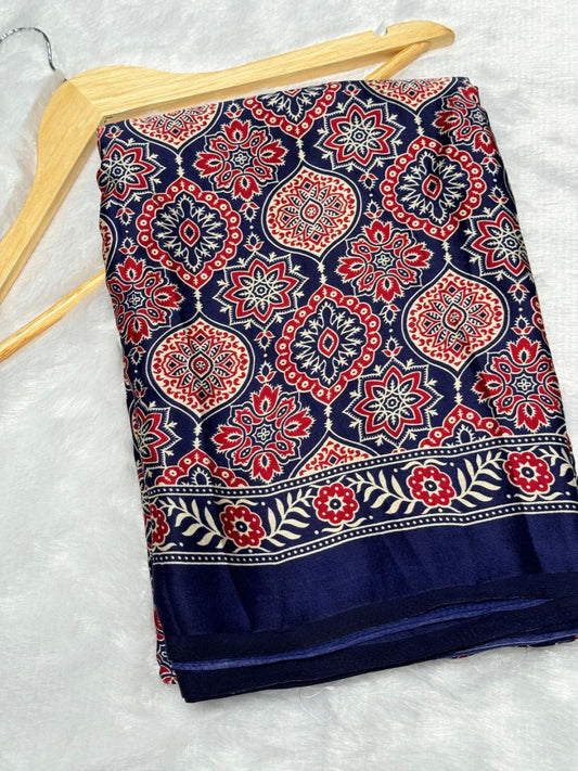Ajrakh saree  Indigo