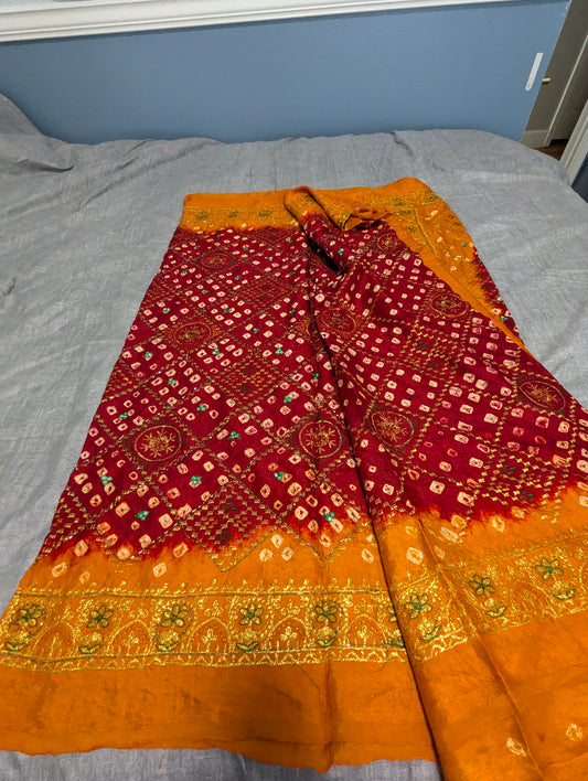 Hand tie-dyed Bandhani saree