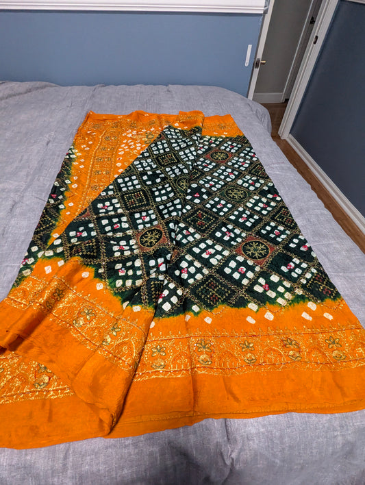 Hand tie- dyed bandhani saree