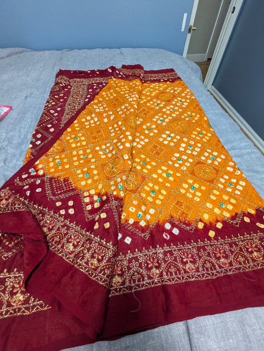Hand tie-dyed bandhani saree