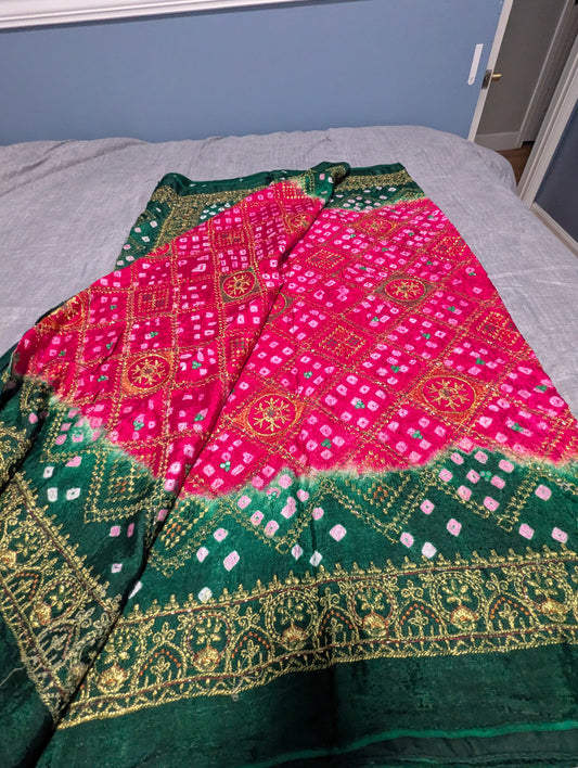 Hand tie dyed bandhani saree