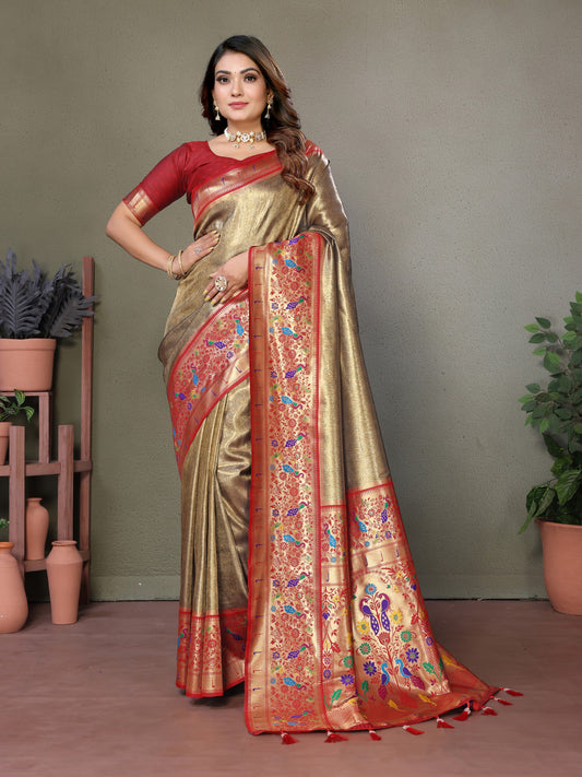 Paithani Saree - Olive green