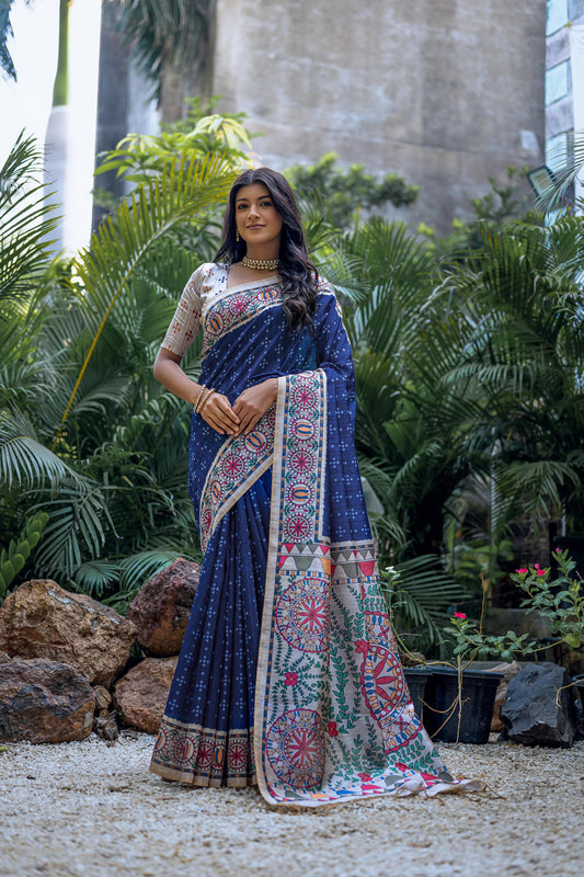Madhubani Saree - Blue